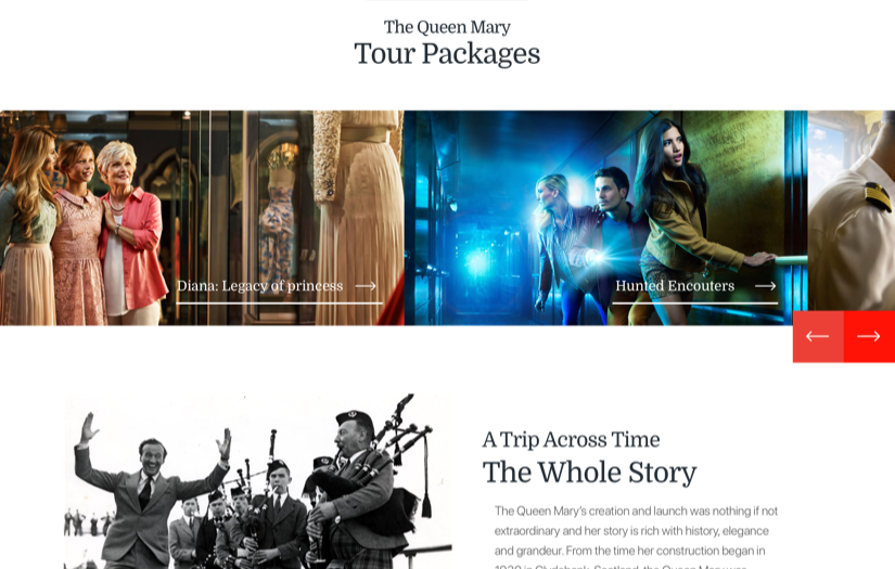 The Queen Mary - Hospitality Website and Booking Engine screenshot 2